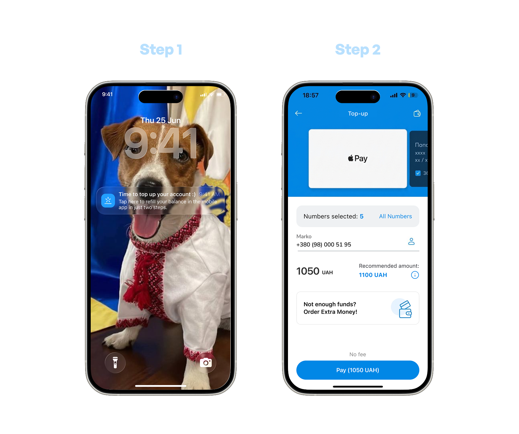Hypothesis 3 — push notification with direct top-up link