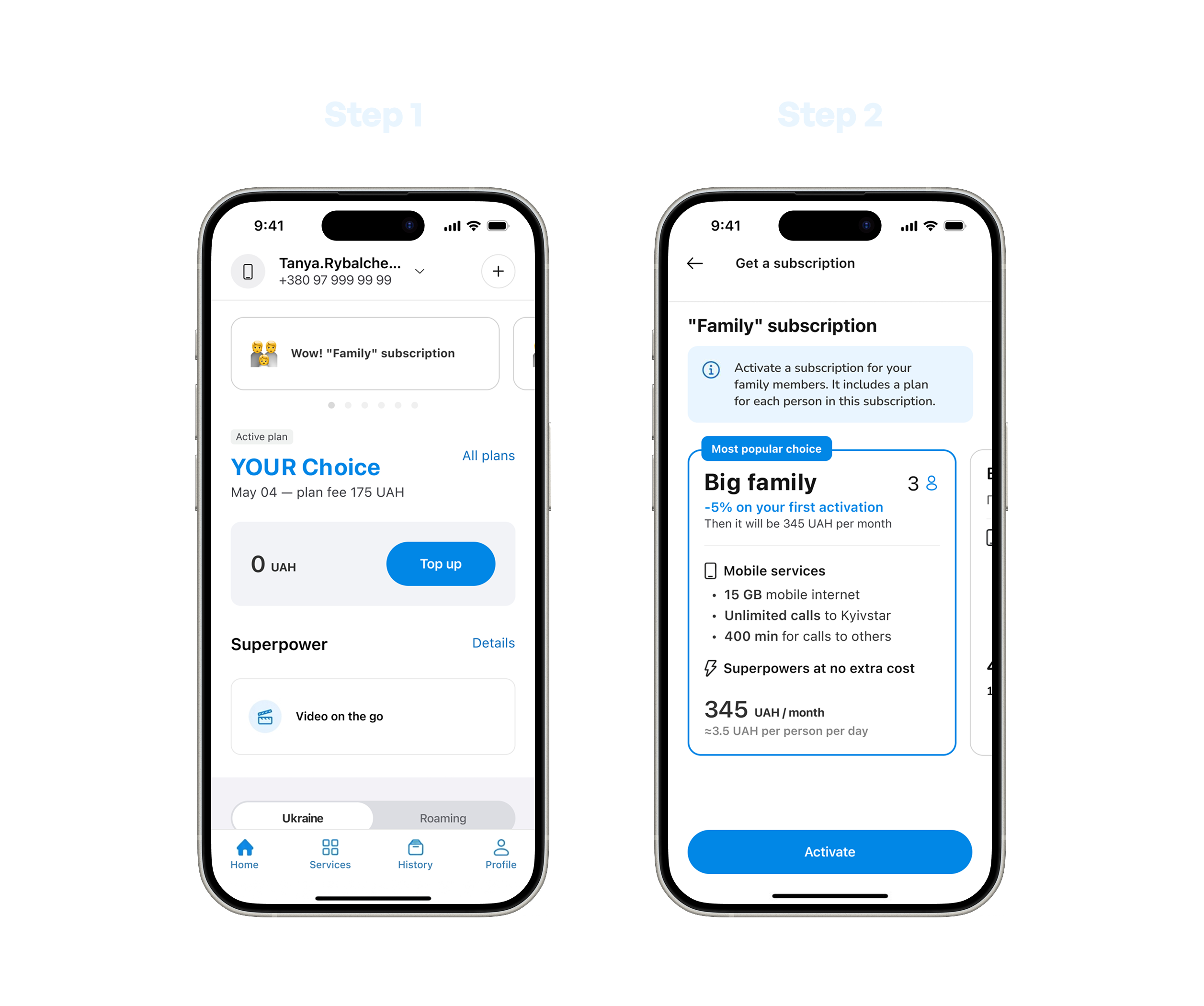 Hypothesis 4 — dedicated family subscription screen